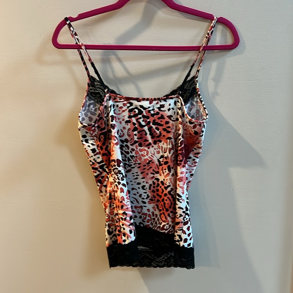 Cache Print Camisole Size Small Black Lace Trim P… - image 3